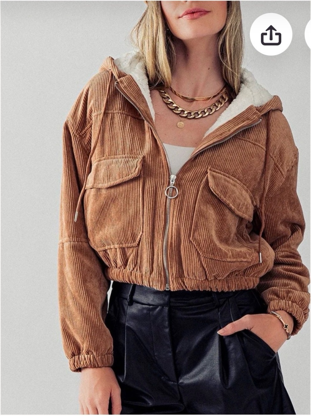 Ashley By 26 International Tan Corduroy Utility Jacket